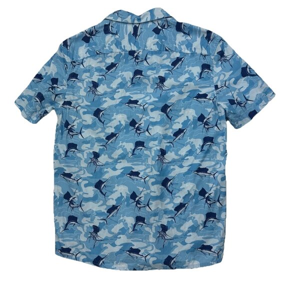 Guy Harvey Mens S Hawaiian Shirt Blue Marlin Swordfish Short Sleeve - Picture 2 of 7